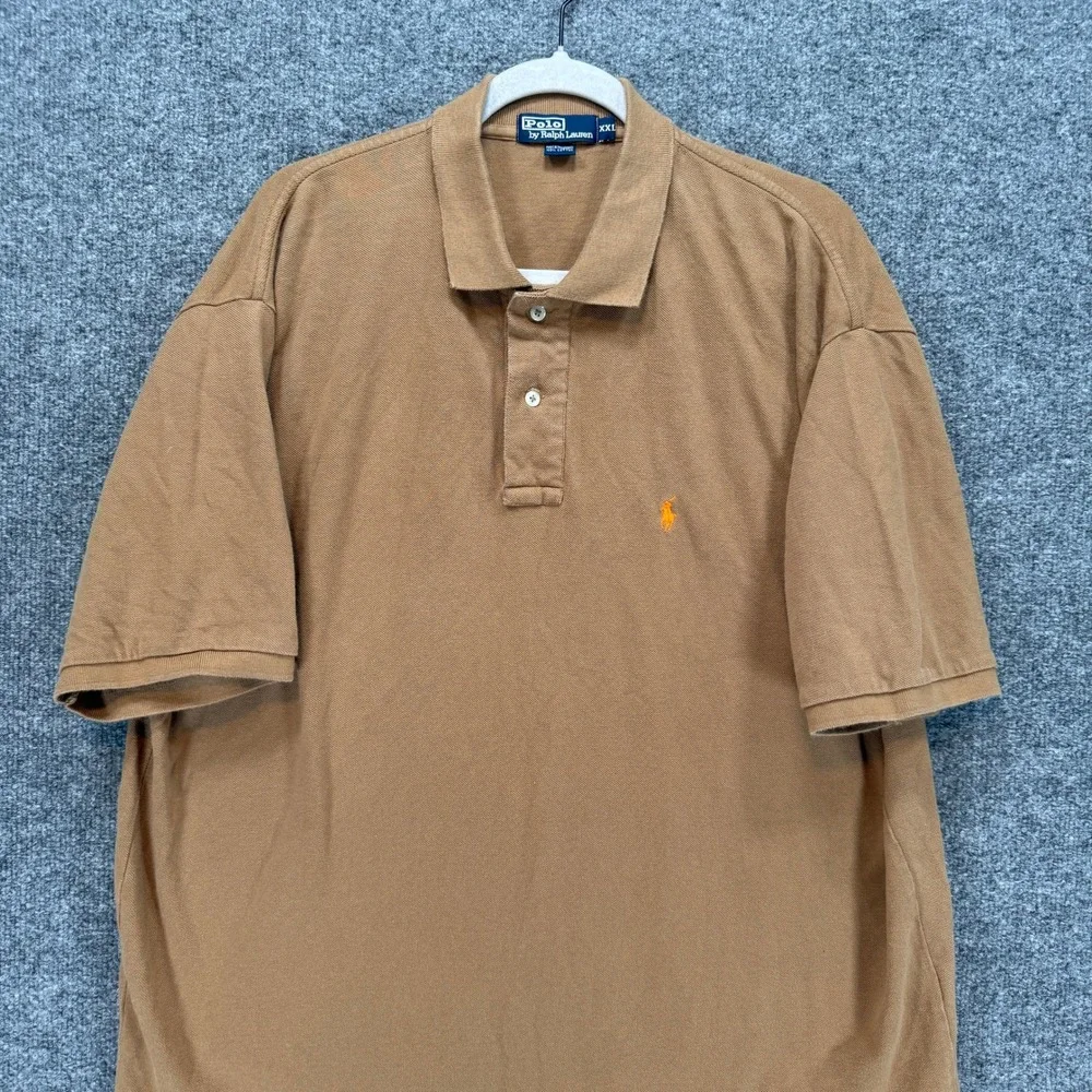 Polo Ralph Lauren Polo Shirt Mens XXL Brown Tan Pony Logo Short Sleeve Pique